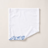 Elegante Blauwe Bloemen Swirl Birder Bad Handdoek (Wasdoekje)