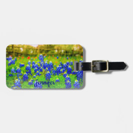 Elegante Blauwe Bloemen Texas Bluebonnets Modern Bagagelabel