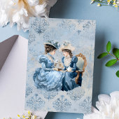 Elegante Blauwe Bloemen Theeset Bruids Luncheon Th Kaart