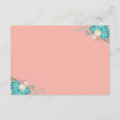 Elegante Blauwe Bloemen Trouwaccommodaties Informatiekaartje (Achterkant)