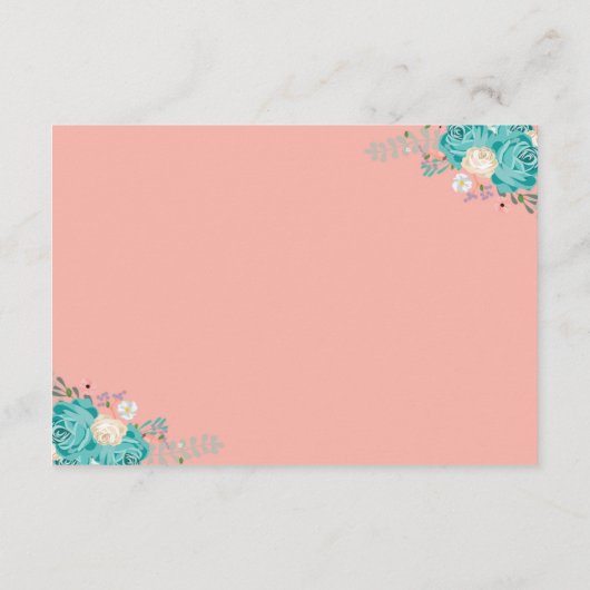 Elegante Blauwe Bloemen Trouwaccommodaties Informatiekaartje (Achterkant)