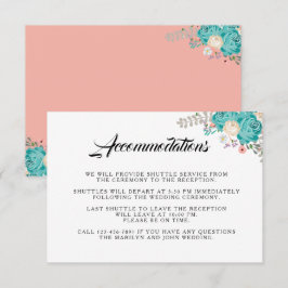 Elegante Blauwe Bloemen Trouwaccommodaties Informatiekaartje
