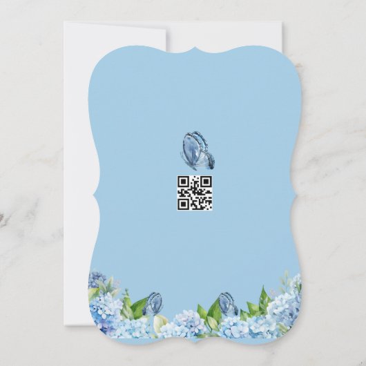 Elegante blauwe bloemen trouwkaart kaart (Achterkant)