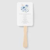 Elegante Blauwe Bloemen Trouwprogramma Hand Fan Handwaaier (Voorkant)