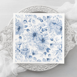 Elegante Blauwe Bloemen Trouwservet Servet