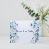Elegante Blauwe Bloemen Uitnodiging Sjabloon (Staand voorkant)