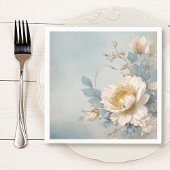 Elegante Blauwe Bloemen Verjaardagsfeestuitnodigin Servet