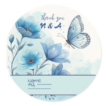 Elegante Blauwe Bloemen & Vlinder Maatwerk