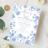 Elegante Blauwe Bloemen Vrijgezellenfeest Favors Reclamebord Met Voetstuk