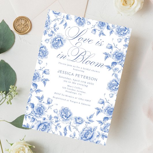 Elegante Blauwe Bloemen Vrijgezellenfeest Favors Reclamebord Met Voetstuk