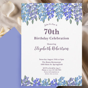 Elegante Blauwe Bloemen Vrouwen 70e Verjaardag Kaart
