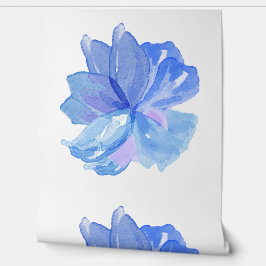 Elegante Blauwe Bloemen Waterverf Behang