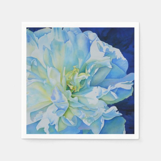 Elegante blauwe bloemen waterverf servet (Voorkant)