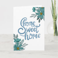 Elegante Blauwe Bloemen Welkom Nieuw Huis Sweet Ho