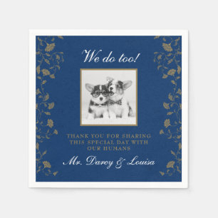 Elegante Blauwe Bloemen Wij Doen Te Hond Huisdier  Servet