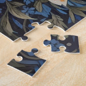 Elegante Blauwe Bloemen William Morris Geïnspireer Legpuzzel (Zijkant)