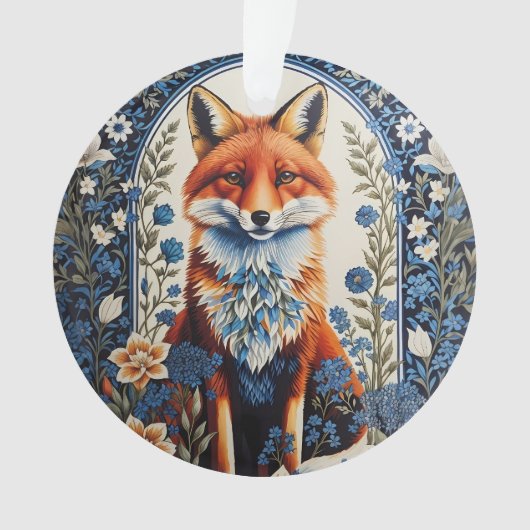 Elegante Blauwe Bloemen William Morris Geïnspireer Ornament (voorkant)