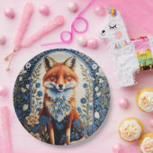 Elegante Blauwe Bloemen William Morris Geïnspireer Papieren Bordje (Feest)