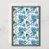 Elegante Blauwe Bloemen Witte Verrassing Verjaarda Save The Date (Achterkant)
