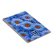 Elegante blauwe bloemen zonnebloemen madeliefjes p notitieboek (Rechterzijde)