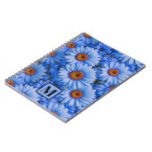 Elegante blauwe bloemen zonnebloemen madeliefjes p notitieboek (Linkerzijde)