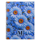 Elegante blauwe bloemen zonnebloemen madeliefjes p notitieboek (Voorkant)