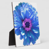 Elegante blauwe bloemenblauwe madeliefje fotoplaat (Zijkant)