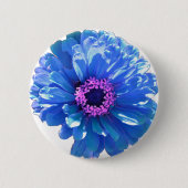 Elegante blauwe bloemenblauwe madeliefje ronde button 5,7 cm (Voorkant)