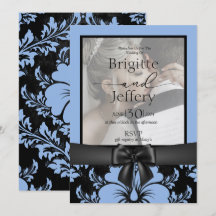 Elegante blauwe bloemenbruiloft bewaar de datum