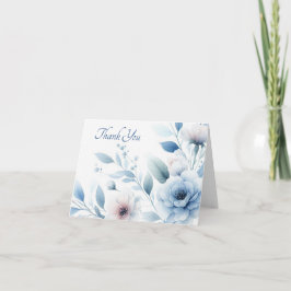 Elegante Blauwe Bloemendeken Bedankkaart
