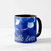 Elegante blauwe bloemenhortensia als beste tante o mok (Voorkant rechts)