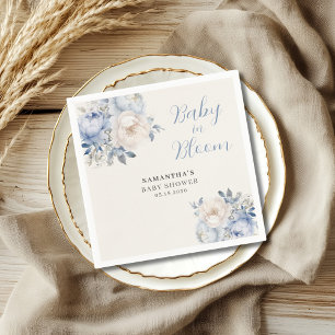 Elegante blauwe bloemenjongen Baby in bloeidouche Servet