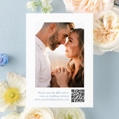 Elegante Blauwe Bloemenkam Monogram Fotobruiloft Save The Date