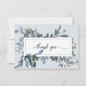 Elegante blauwe bloemenkrans begrafenis Dank u Bedankkaart (Voorkant)