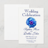 Elegante blauwe bloemenmadeliefje zonnebloem kaart (Voorkant / Achterkant)