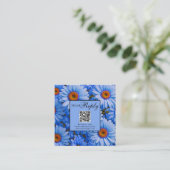 Elegante blauwe bloemenmadeliefjes zonnebloem QR c Informatiekaartje (Staand voorkant)