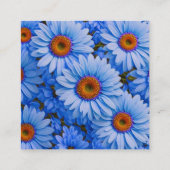 Elegante blauwe bloemenmadeliefjes zonnebloem QR c Informatiekaartje (Achterkant)