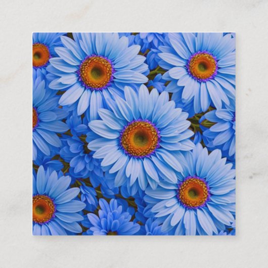 Elegante blauwe bloemenmadeliefjes zonnebloem QR c Informatiekaartje (Achterkant)