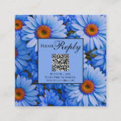Elegante blauwe bloemenmadeliefjes zonnebloem QR c Informatiekaartje (Voorkant)