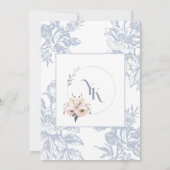 Elegante blauwe bloemenmoslim Nikah Uitnodiging (Achterkant)