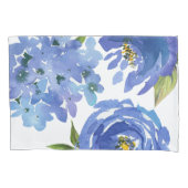 Elegante Blauwe Bloemenpioenen en Hydrangea Bloeme Kussensloop (Voorkant-Links)
