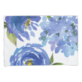 Elegante Blauwe Bloemenpioenen en Hydrangea Bloeme Kussensloop (Voorkant-Rechts)
