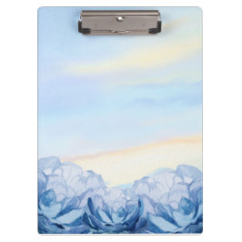 Elegante Blauwe Bloemenschildering Clipboard Klembord