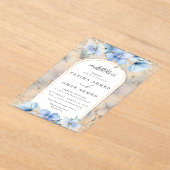 Elegante Blauwe Bloementuin Islamitische Moslim Br Acryl Uitnodigingen (Laagn)