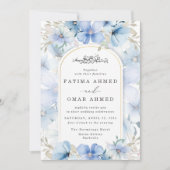 Elegante Blauwe Bloementuin Islamitische Moslim Br Kaart (Voorkant)