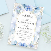 Elegante Blauwe Bloementuin Islamitische Moslim Br Kaart