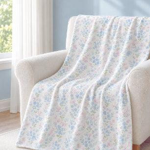 Elegante blauwe bloemenvluchtdeken fleece deken