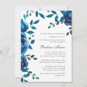 Elegante blauwe bloemfoto Quinceañera Kaart (Voorkant)