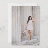 Elegante blauwe bloemfoto Quinceañera Kaart (Achterkant)