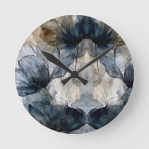 Elegante Blauwe Bloemige Aquarel Abstract